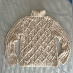 Elegant Cream Cable Knit Turtleneck Sweater